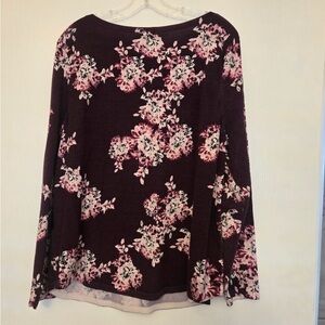 Floral Women's Top - Pink and Black